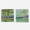 Grueby Faience Company, The Pines tiles, set of two