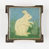 Grueby Faience Company, trivet tile with rabbit