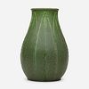Wilhelmina Post for Grueby Faience Company, Large vase with leaves