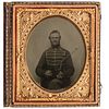 Sixth Plate Tintype of Infantry Musician with Violin and Bow