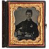 Ninth Plate Ruby Ambrotype of a New Orleans Rebel Wearing Crescent Insignia