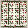 Red and green cactus flower quilt