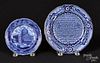 Two Historical blue Staffordshire toddy plates