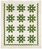 Green and white appliqué quilt, mid 19th c.