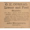 O.K. Corral Advertisement Featured in the Daily Tombstone, 1886