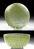 Hellenistic Glass Bowl, Yellow Green Hue & Petal Motif