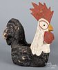Papier mache rooster, together with a whimsey