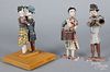 Three wood and papier mache folk art figures
