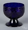 Stiegel type cobalt glass footed bowl