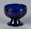 Stiegel type ribbed cobalt glass footed bowl