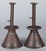 Pair of weighted tin candlesticks