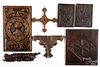 Continental carved oak plaques and ornaments