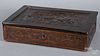 English carved mahogany Bible box, late 19th c.