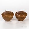 Pair of Straw-glazed Brown Covered Vessels