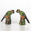 Pair of Famille Verte Parrots