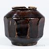 Brown-glazed Polygonal Honey Jar