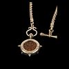 Ancient Armenia Bronze Coin Set in Silver necklace with garnet stone.  