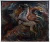 Abraham S. Weiner (American, 1897-1982) 'Steeds in Battle' Oil on Canvas