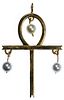 14k Gold and Pearl Ankh Pendant