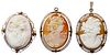 10k Gold Framed Carved Cameo Pin / Pendant Assortment