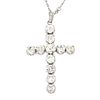 Diamond and Platinum Cross Pendant Necklace