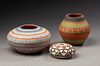 Three Native American Pottery Vases.