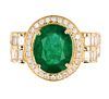 1950's Mid-Century Emerald & Diamond 14K Ring