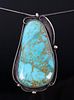 Navajo Signed Sterling Turquoise Pendant Necklace