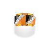 A 18K two-color gold, coral, onyx and diamond ring