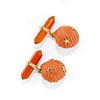 A 18K yellow gold, coral and corniola cufflinks, with certificate