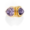 A 18K yellow gold, amethyst and diamond ring
