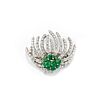 A 18K white gold, emerald and diamond brooch