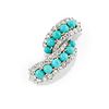 A 18K white gold, turquoise and diamond brooch