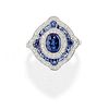 A 18K white gold, diamond and sapphire ring