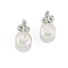 A 18K white gold, diamond and freshwater natural pearl earrings, with certificate