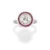 A 18K white gold, ruby and diamond ring