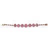 A low-carat gold, pink sapphire and uncolored gemstone bracelet, with certificate