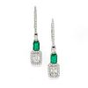 A 18K white gold, emerald and diamond pendant earrings