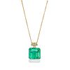 A 18K yellow gold, emerald and diamond pendant, with certificate