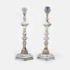 Two electrified silver candlesticks, Italy 20th Century