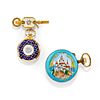 Two 18K yellow gold and enamel pocket watches