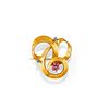 A 18K yellow gold, ruby and sapphire brooch