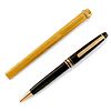 Cartier & Montblanc - Two metal gilded pens, Cartier & Montblanc, with box