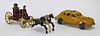 2 Arcade Hubley Cast Iron Taxi Fire Cart Toy Group