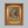 Anonymous. Still life with pineapple. Oil on fibercel. Framed. 15.3 x 11.4" (39 x 29 cm)