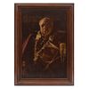 Unidentified signature. Portrait of Winston Churchill. Signed and dated. Oil on canvas. Framed. Conservation details.