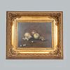 Anonymous. Still Life with Pear and Grapes. Oil on fibercel. Framed. 11.4 x 15.3" (29 x 39 cm)