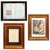 Lot of 3 pieces. Comprised by: Sir Winston Churchill restaurant menu, recognition and poster. Framed.