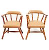 Pair of armchairs. 20th century. Carved in wood. With semi-open backrests and beige leatherette seats. 30.7 x 19.2 x 19.2" (78 x 49 x 49 cm)