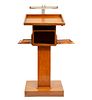 Reception lectern. 20th century. In lacquered wood carving. With horizontal lamp for one light, rectangular cover, 2 openings.